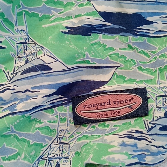 Vineyard Vines green navy fishboats size men M with elastic waist & drawstring - Picture 4 of 8